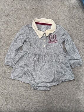 Carter's Gray and Cream Baby Sweater with Maroon Trim